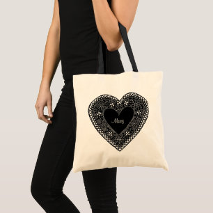 Big Vintage Lace Heart Tote Bag