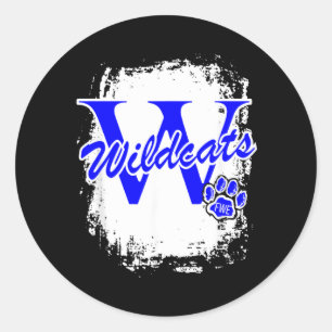 Big W In Wildcats Classic Round Sticker