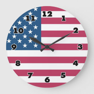 Big wall clock with american flag