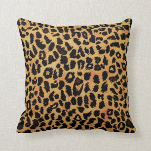 Big Warm Leopard Print 100% Cotton Throw Pillow