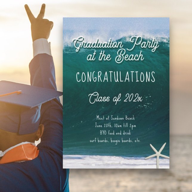 Big Wave Beach Graduation Party Class Invitation (Creator Uploaded)