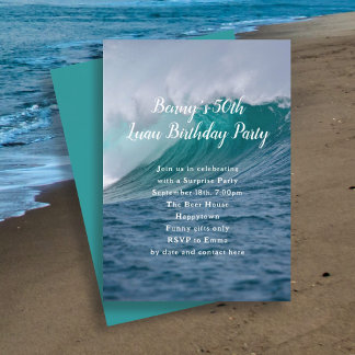 Big Wave Hawaiian Luau Party Invitation 