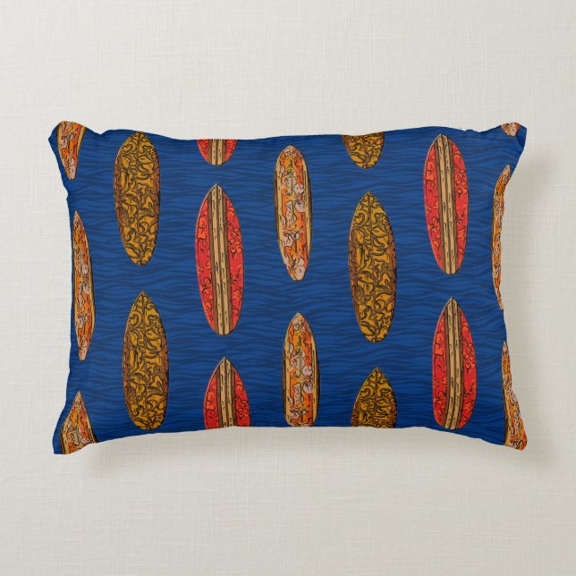 Big Wave Hawaiian Surfboards Decorative Cushion (Front)