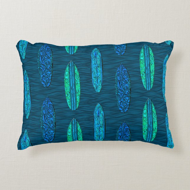 Big Wave Hawaiian Surfboards Decorative Cushion (Front)