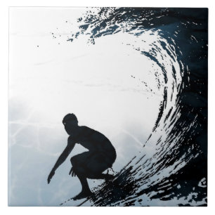 Big Wave Surfer Ceramic Tile