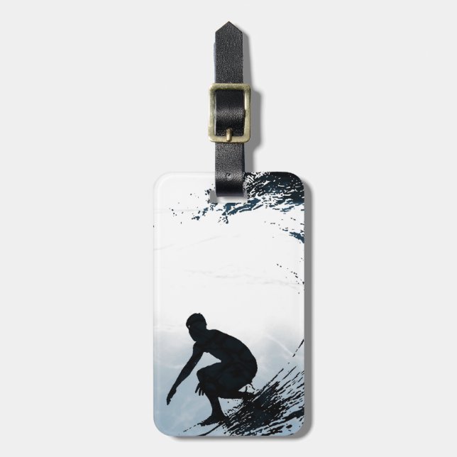 Big Wave Surfer Luggage Tag (Front Vertical)