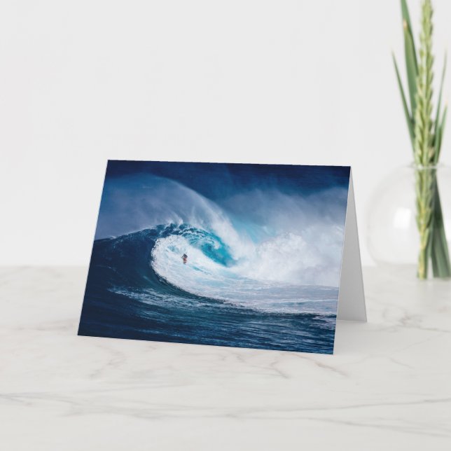 Big Wave Surfer Surfboarding Ocean Blank Notecard (Front)