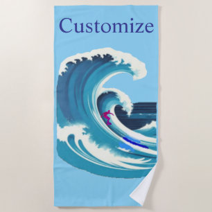 Big Wave Surfer Thunder_Cove Beach Towel