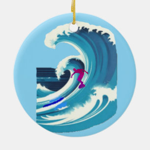 Big Wave Surfer Thunder_Cove Ceramic Ornament