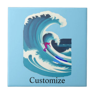Big Wave Surfer Thunder_Cove Ceramic Tile