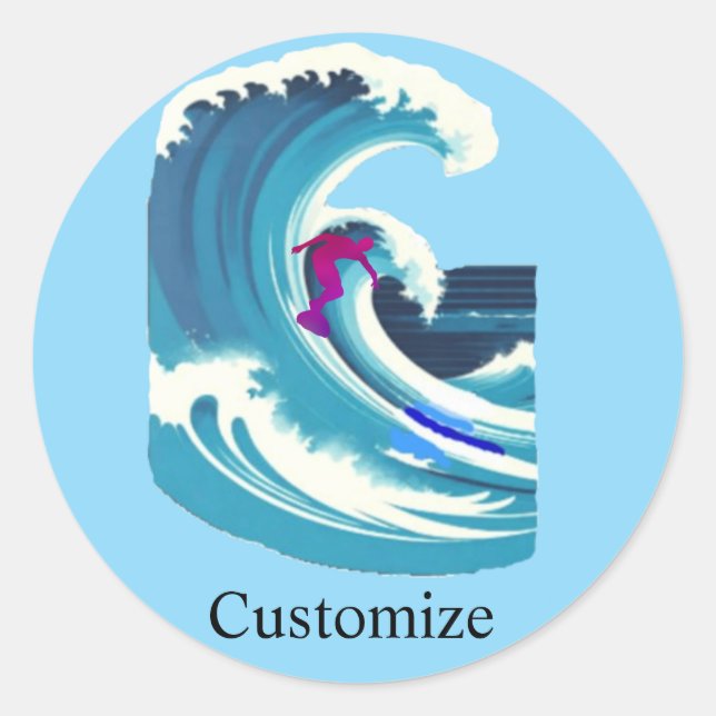 Big Wave Surfer Thunder_Cove Classic Round Sticker (Front)