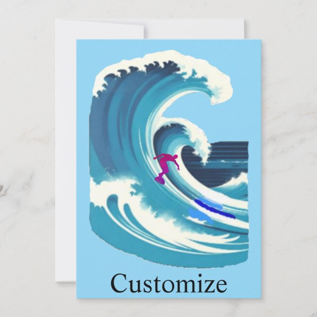 Big Wave Surfer Thunder_Cove Invitation (Front)