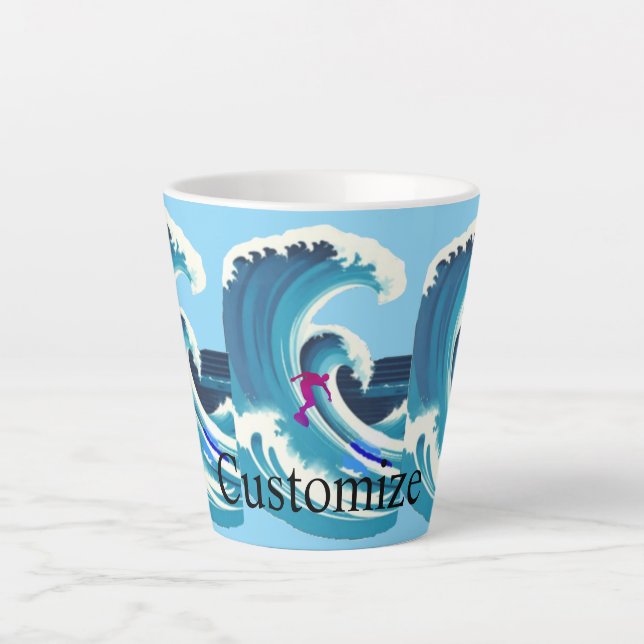 Big Wave Surfer Thunder_Cove Latte Mug (Front)