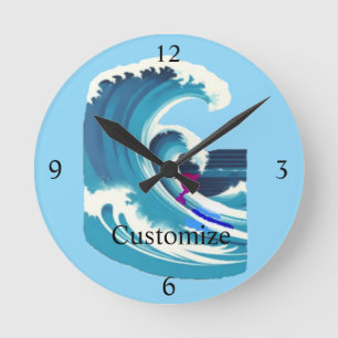 Big Wave Surfer Thunder_Cove Round Clock