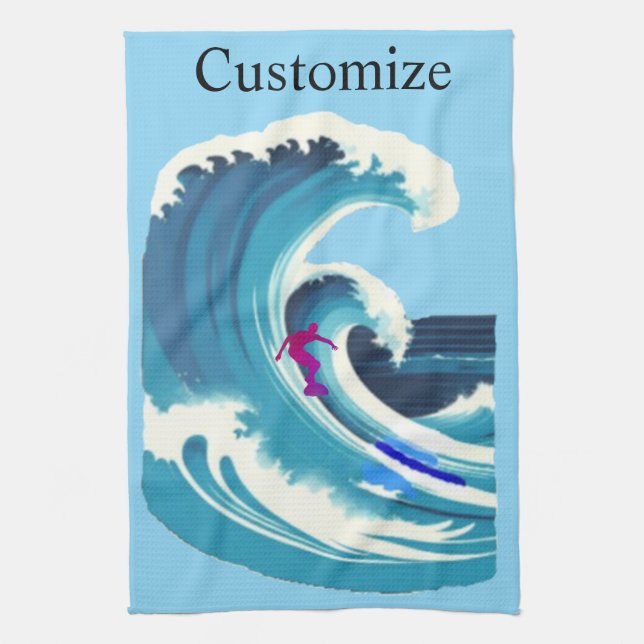 Big Wave Surfer Thunder_Cove Tea Towel (Vertical)
