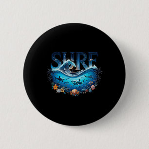 Big Wave Surfing Beach Lover Surfer Graphic Surfbo 6 Cm Round Badge