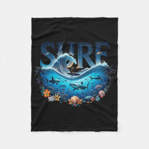 Big Wave Surfing Beach Lover Surfer Graphic Surfbo Fleece Blanket