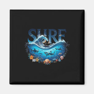 Big Wave Surfing Beach Lover Surfer Graphic Surfbo Magnet