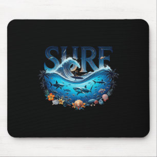 Big Wave Surfing Beach Lover Surfer Graphic Surfbo Mouse Pad