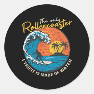 Big Wave Surfing Graphic Ocean Design For Surfer M Classic Round Sticker