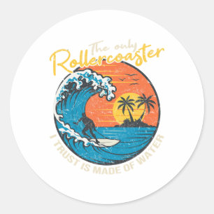 Big Wave Surfing Graphic Ocean Design For Surfer M Classic Round Sticker