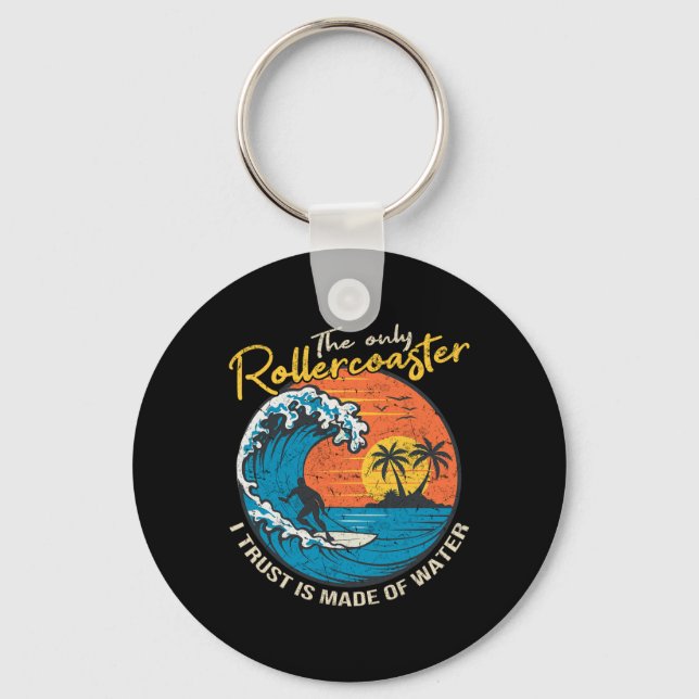Big Wave Surfing Graphic Ocean Design For Surfer M Key Ring (Front)