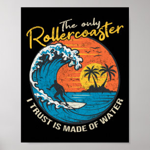 Big Wave Surfing Graphic Ocean Design For Surfer M Poster