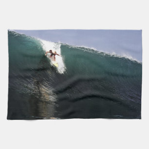 Big wave surfing tropical paradise surf tea towel