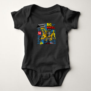 Big Wheel Backhoe Excavator Heavy Equipment Baby Bodysuit