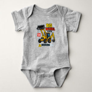 Big Wheel Construction Truck Design Baby Bodysuit