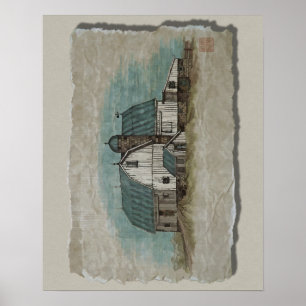 Big White Amish Barn Poster