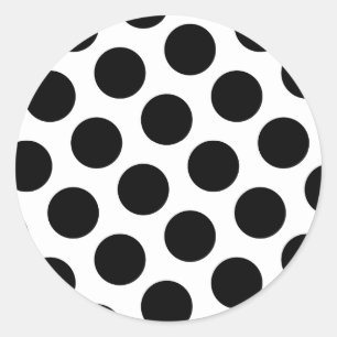 Big White and Black Polka Dots Classic Round Sticker