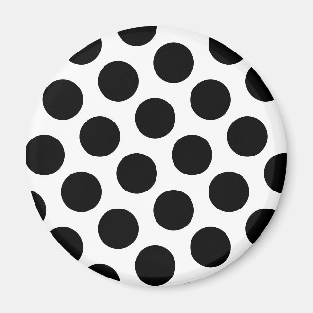 Big White and Black Polka Dots Magnet (Front)