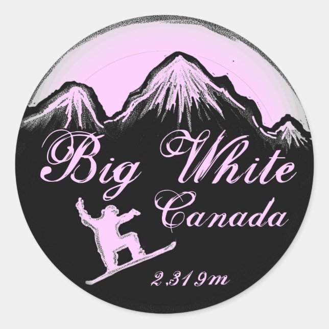 Big White Canada light pink snowboard art stickers (Front)