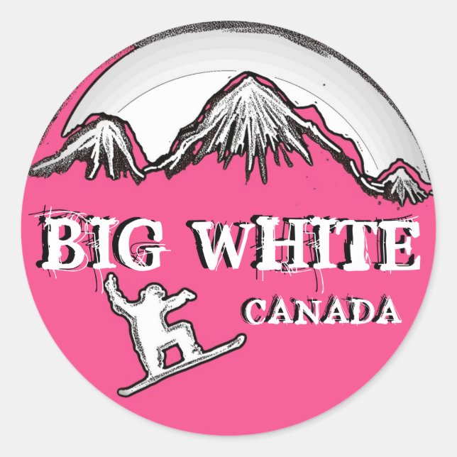 Big White Canada pink theme snowboarder stickers (Front)