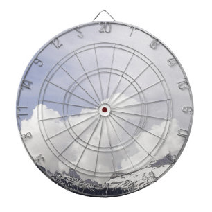 Big white clouds over the mountains dartboard
