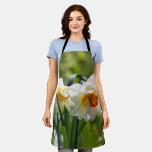 Big white daffodils on a spring day apron