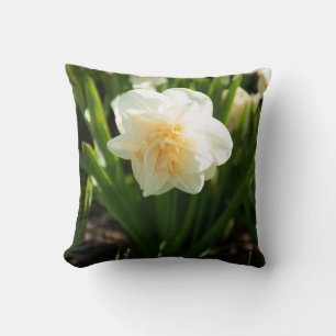 Big white daffodils on a spring day poster cushion