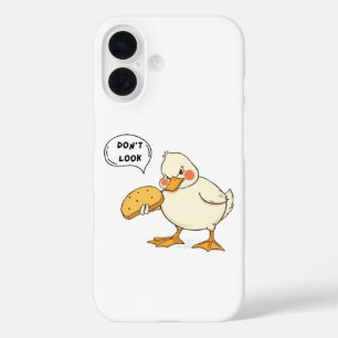 Big White Duckling Eating Bread – Funny Angry iPhone 16 Case