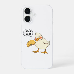 Big White Duckling Eating Bread – Funny Angry iPhone 16 Case
