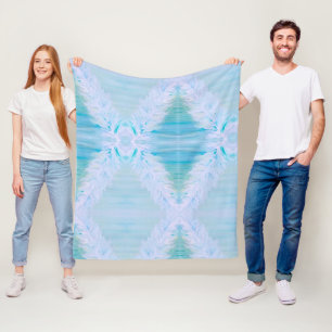 Big White Feather Fleece Blanket