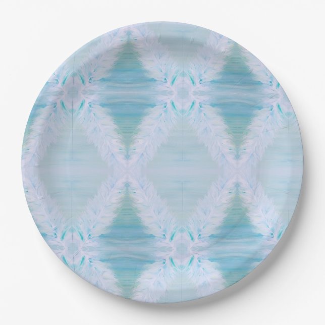 Big White Feather Paper Plate (Front)