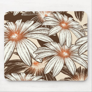 Big White Flowers Mouse Pad