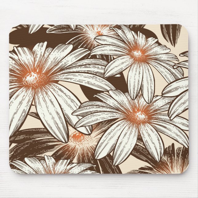 Big White Flowers Mouse Pad (Front)