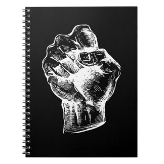Big White Linocut-style Fist Illustration Notebook