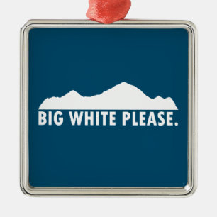 Big White Please Metal Ornament