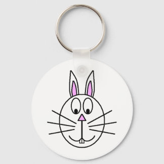 Big White Rabbit cartoon drawing Key Ring