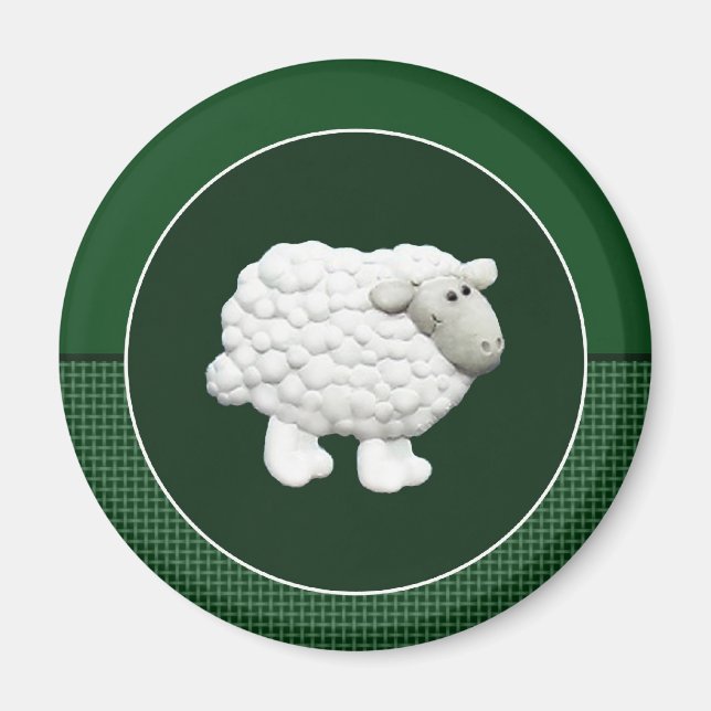 Big White Sheep Magnet (Front)