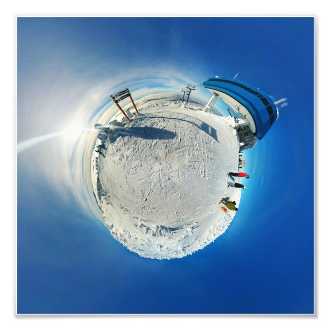 Big White Ski Hill Snow Globe Tiny Planet Photo Print (Front)