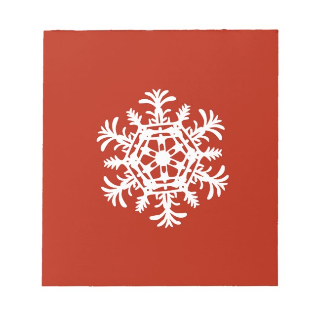 Big white snowflake on red notepad (Front)
